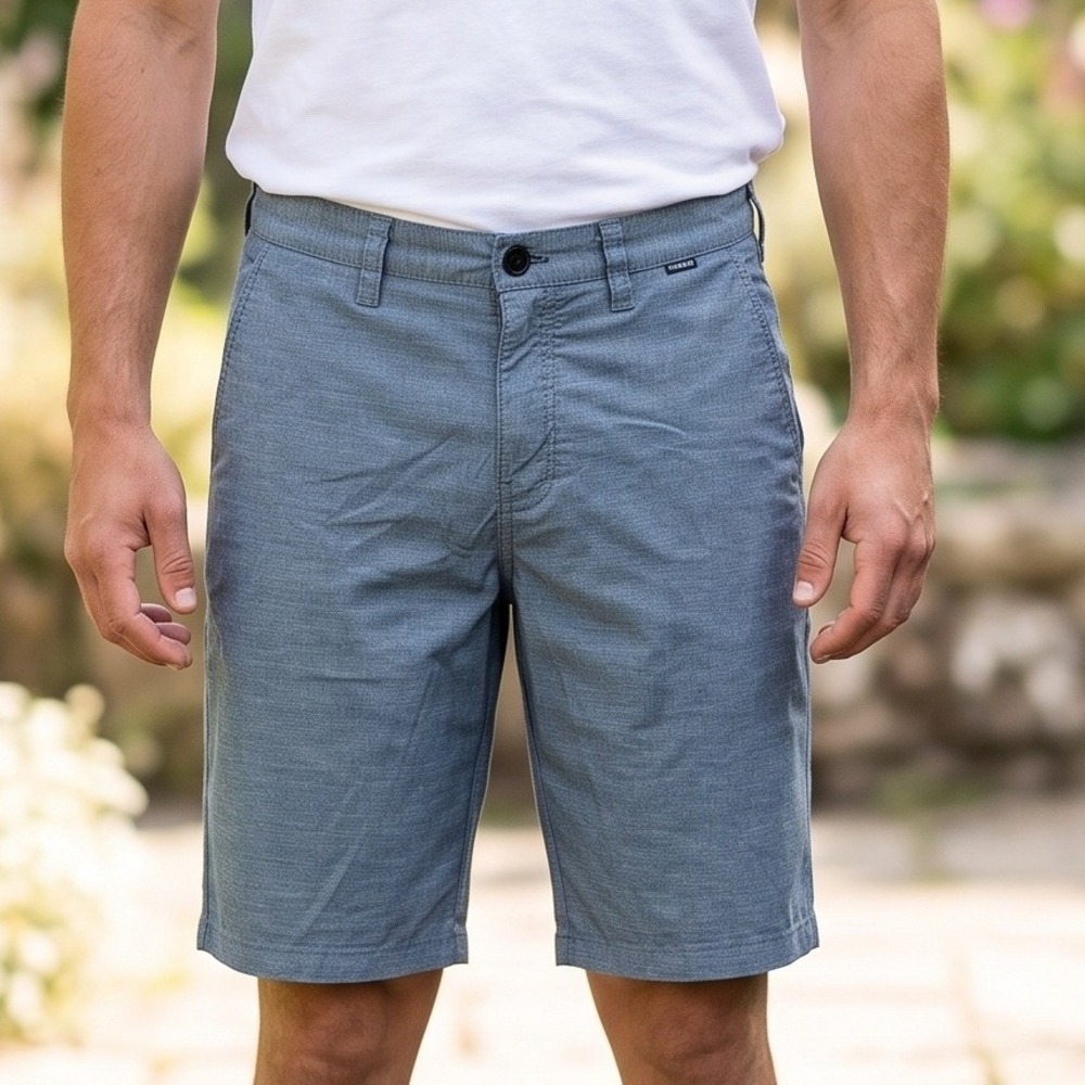 Hurley‎ Dri-FIT Mens Chino Walkshorts Heather Blue Grey Textured Flat Front 30